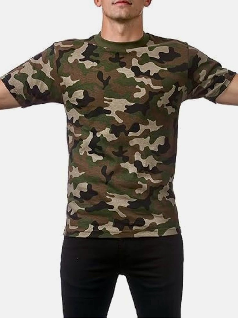 ALTERNATIVE Men's Camo Short Sleeve Tee Olive Green T-shirt
